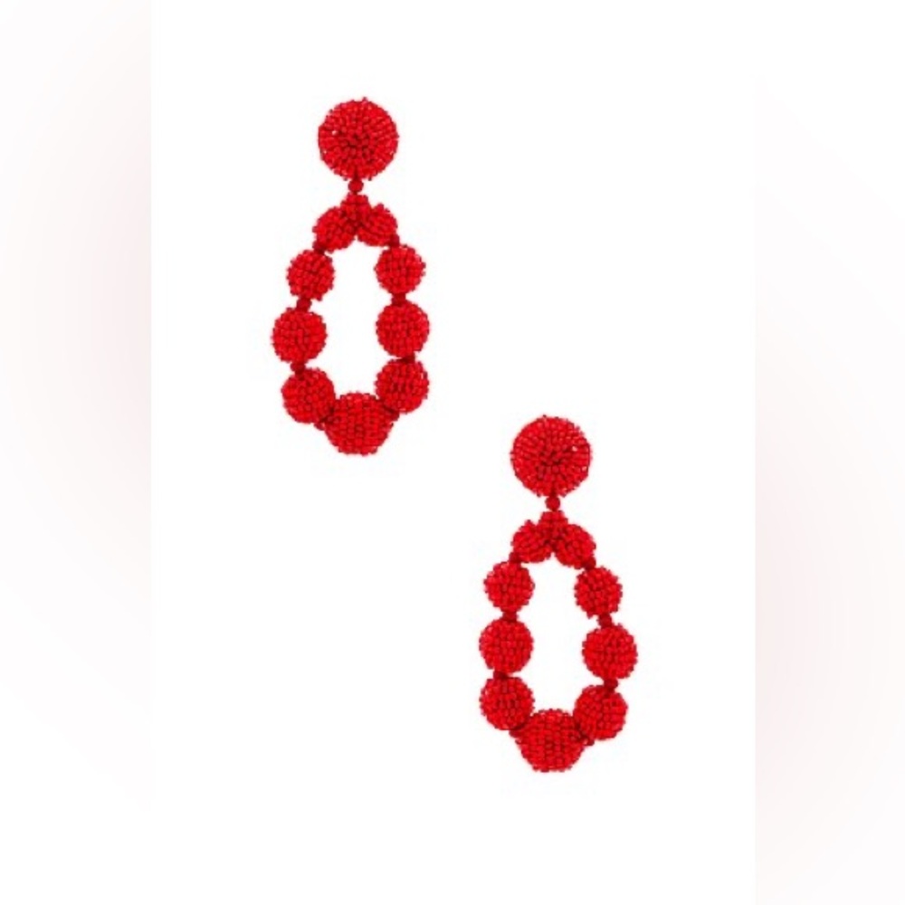 Sachin + Babi Vibrant Red Beaded Teardrop Earrings